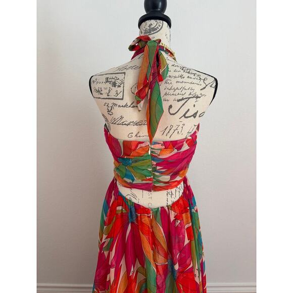 B39 Ronny Kobo Natasha Halter Dress M Whimsical Coquette Resortcore Swiftie - Picture 7 of 11